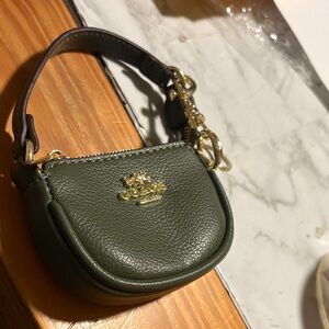 Coach Olive Green Mini Bag with Gold Accents